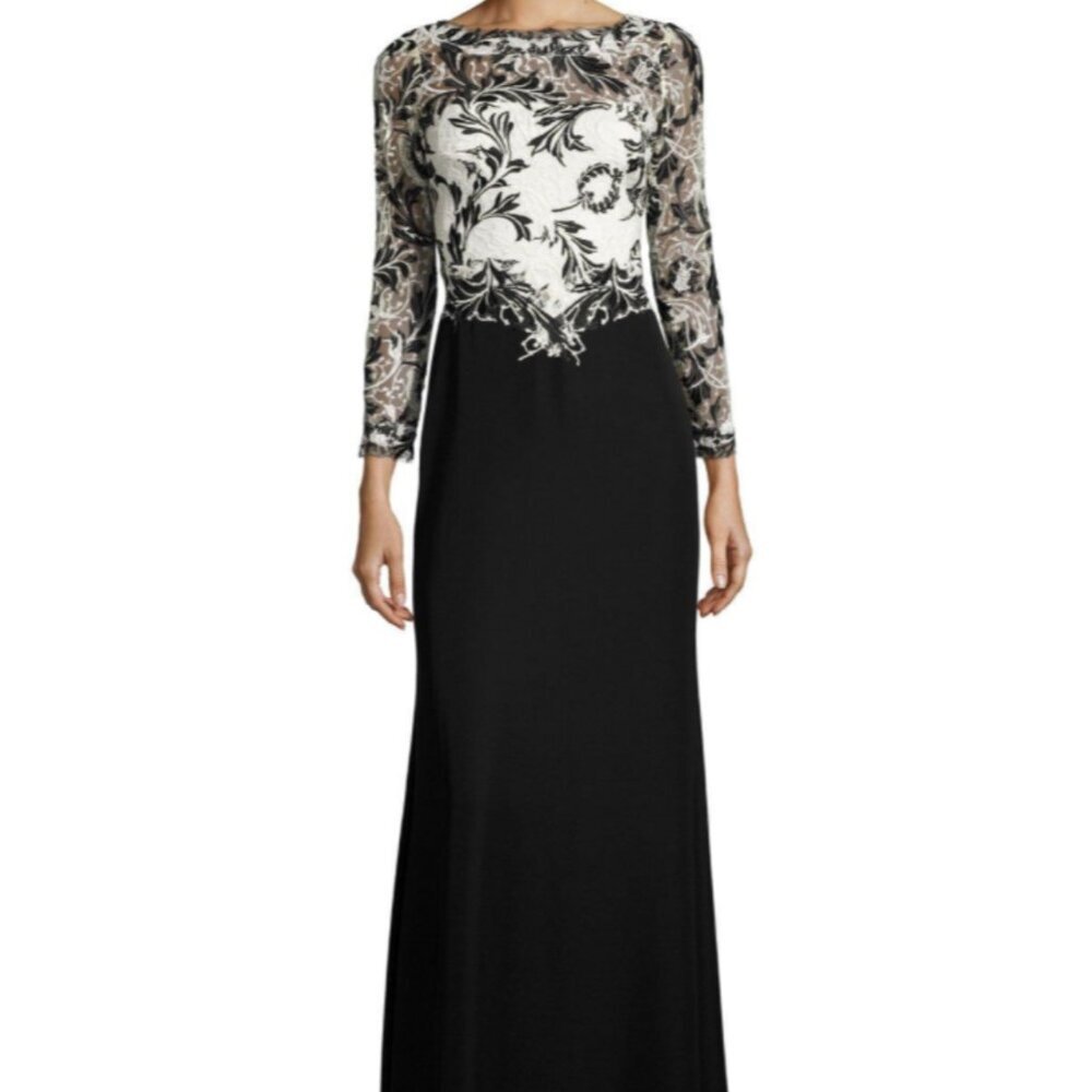 Tadashi Shoji Black/White Lace Gown